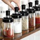 Kit 4 Potes Vidro Com Colher Tempero Condimento Sal Açucar Transparente