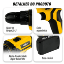 Furadeira/parafusadeira sem fio profissional de 21V equipada com 2 baterias e um kit de ferramentas velocidade de 1750 rpm e torque de 45 Newtons