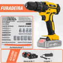 Furadeira/parafusadeira sem fio profissional de 21V equipada com 2 baterias e um kit de ferramentas velocidade de 1750 rpm e torque de 45 Newtons