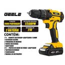 Furadeira/parafusadeira sem fio profissional de 21V equipada com 2 baterias e um kit de ferramentas velocidade de 1750 rpm e torque de 45 Newtons