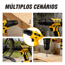 Furadeira/parafusadeira sem fio profissional de 21V equipada com 2 baterias e um kit de ferramentas velocidade de 1750 rpm e torque de 45 Newtons